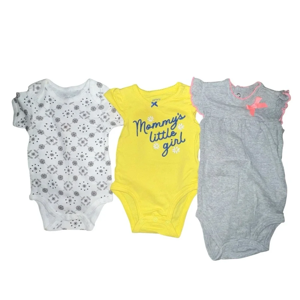 Bundle‎ Of 11 Baby Girls One Piece Bodysuits 0-3M Summer Tutu Cow Cupcake Mommy